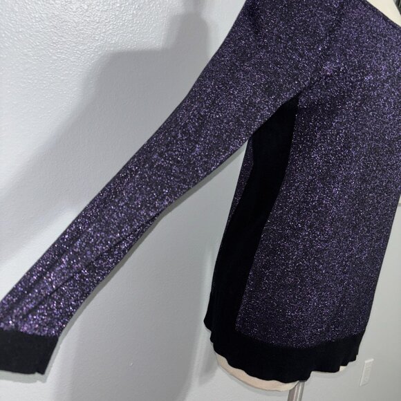 Chico’s Weekends Purple Glitter Knit Top Size 0 Long Sleeve Scoop Neck Sparkle - Picture 4 of 12